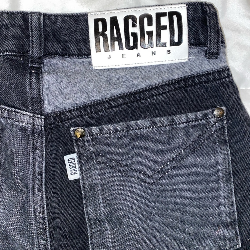 RAGGED PRIEST patchwork jeans, mixed colors on a grey palette, size 26